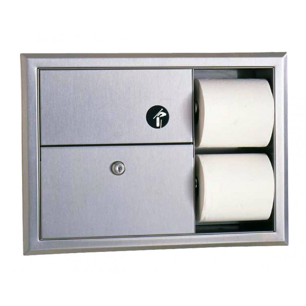 B-3094 Recessed Double Toilet Roll Holder and Sanitary Bin