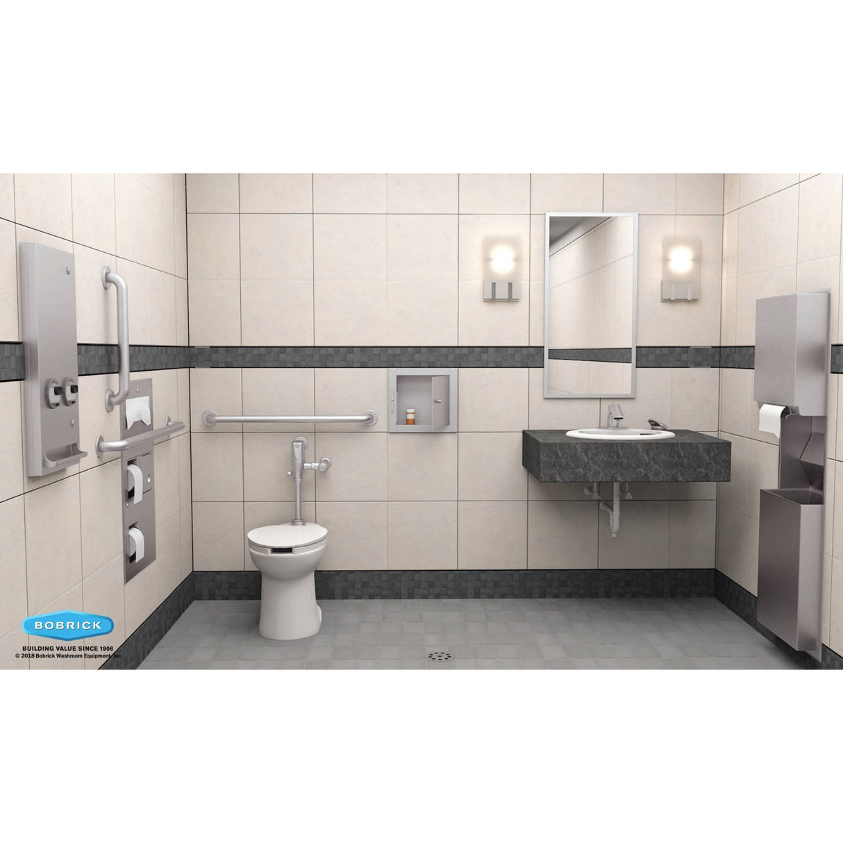 Maniglione in acciaio inossidabile B-6806 con diametro della barra di 38 mm (varie lunghezze)