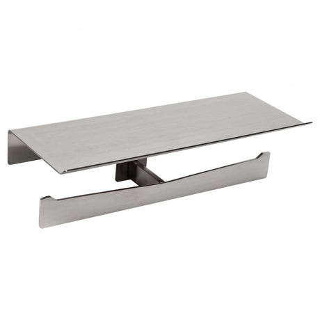 Double Black Toilet Paper Roll Holder with Shelf