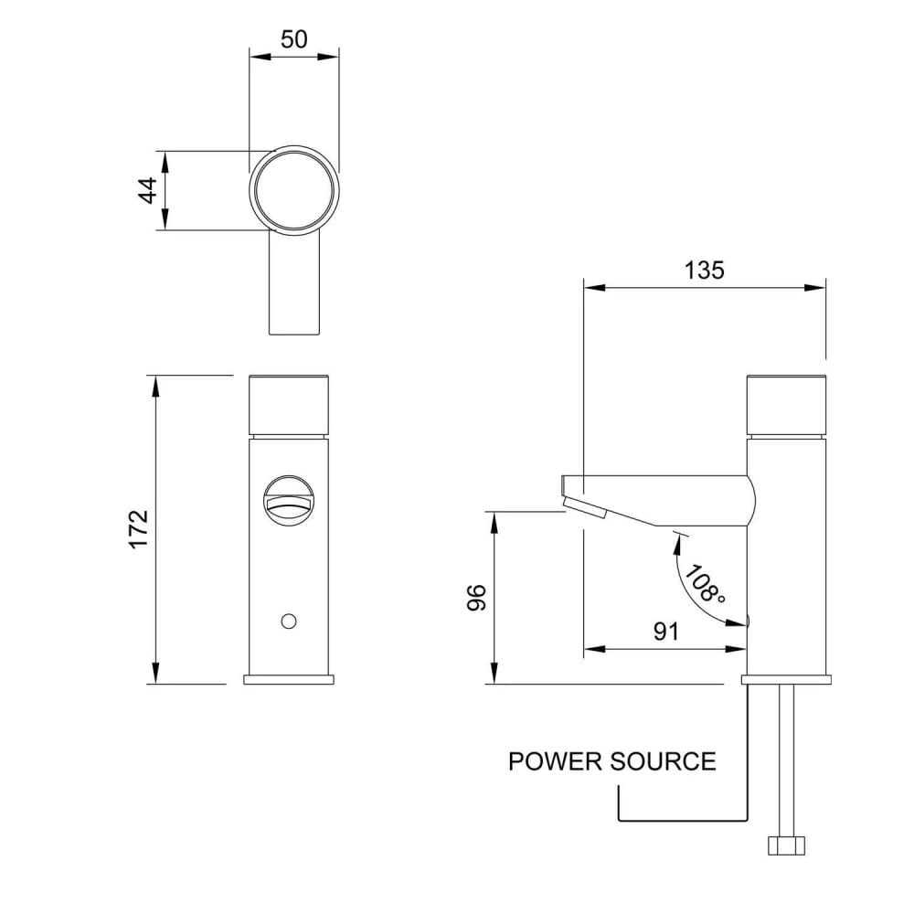 DB100 / DB125 Series Dolphin Touch Free Chrome Plated Brass Infrared Sensor Tap