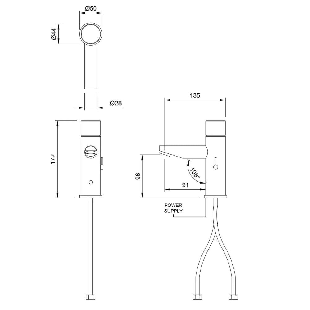DB150 / DB175 Series Dolphin Chrome Plated Brass Infrared Tap With Temperature Adjustment