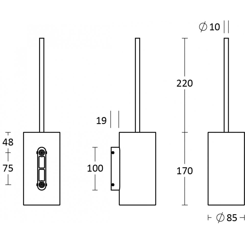 SS2445N - Allgood Modric Series 316 Stainless Steel Toilet Brush Holder With Contego Handle