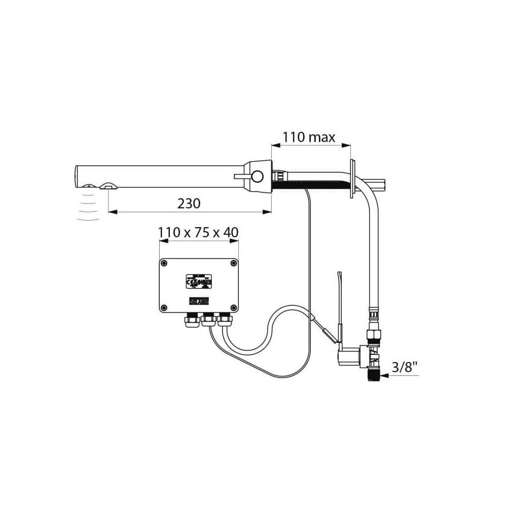 379MCHB DELABIE Black Cross Wall BINOPTIC Electronic Tap/Mixer