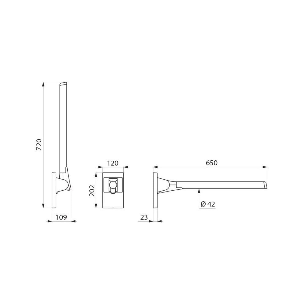 511960 Be-Line® 650mm Ø42mm Aluminium Drop-Down Support Rail