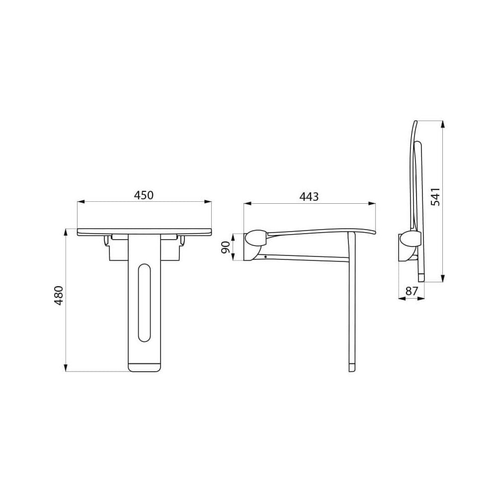 511930 Be-Line® Removable Lift-Up Aluminium Shower Seat with Leg