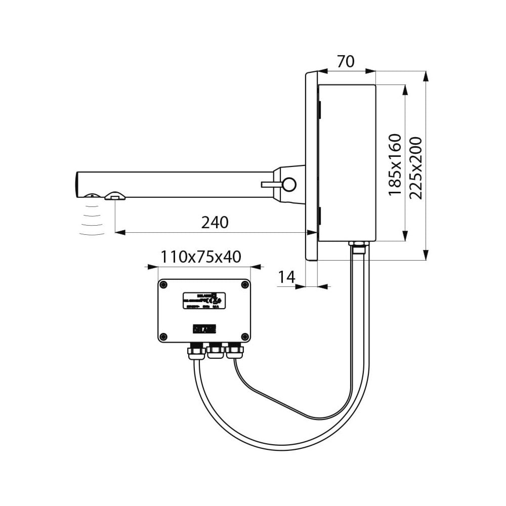 379ECM DELABIE BINOPTIC Wall Mounted M3/8" Automatic Mixer Tap