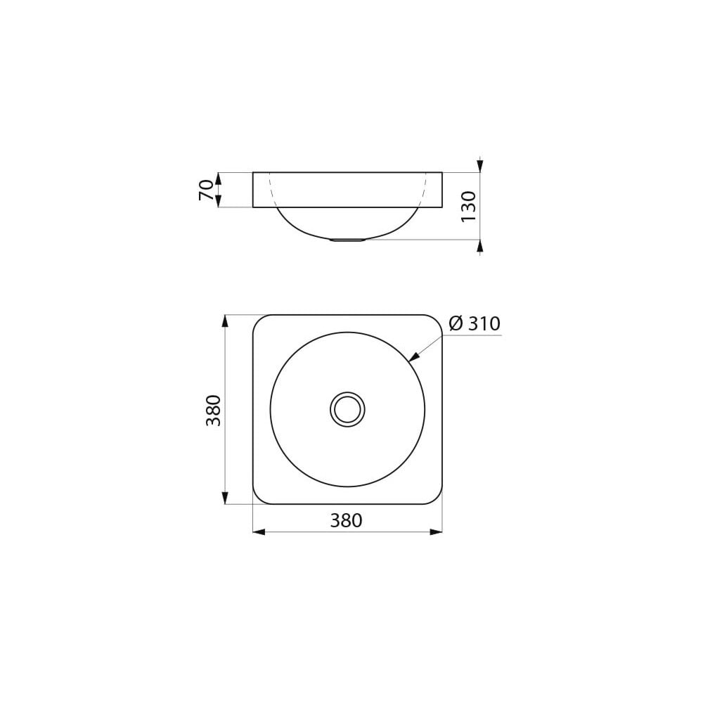 QUADRA 304 Stainless Steel Countertop Basin 380x380 120650 / 120650BK