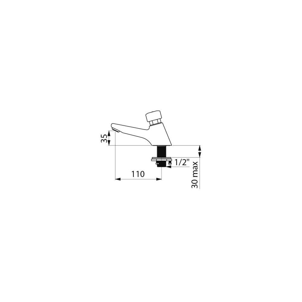 745301 DELABIE TEMPOSTOP Time Flow Tap with Anti Block & Reinforced Fixing