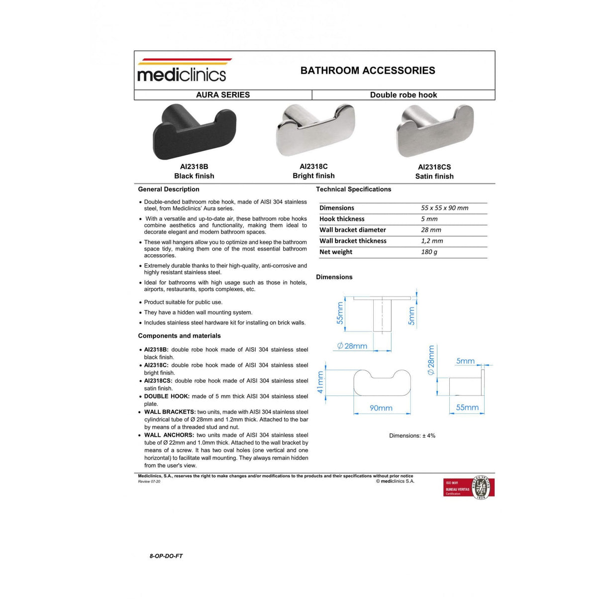 Mediclinics Double Robe Hook