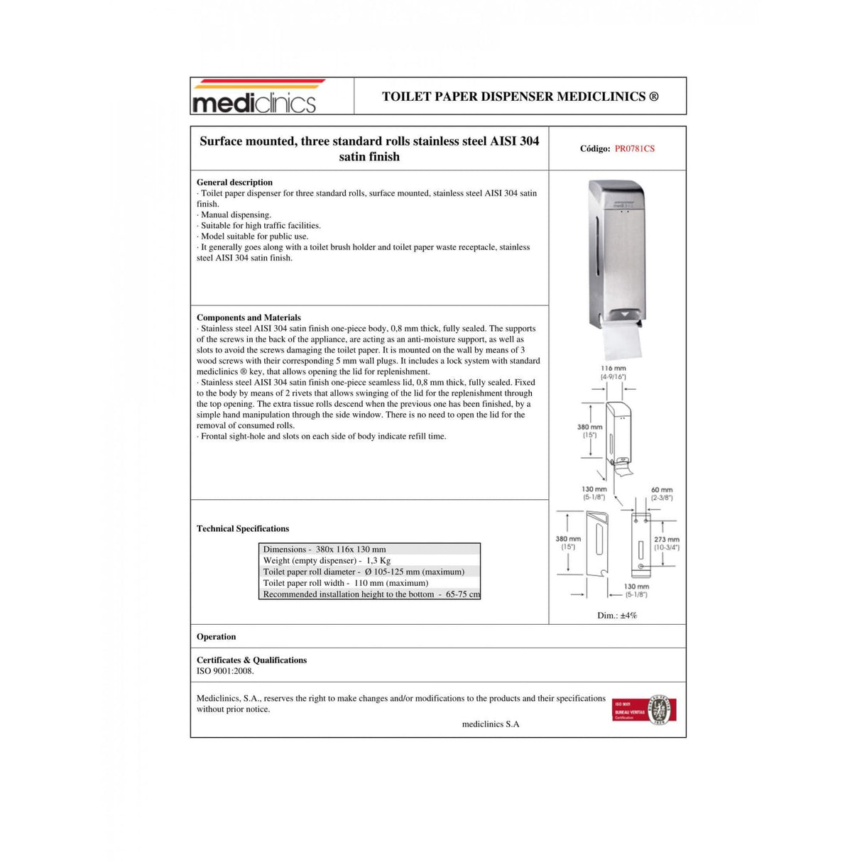 Wall Mounted 3 Roll Vertical Toilet Roll Holder