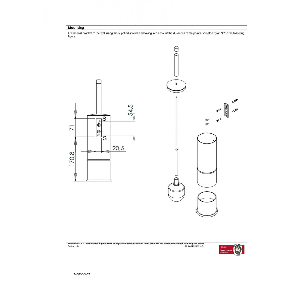 ES0965 Mediclinics Medinox Series AISI 304 Stainless Steel Toilet Brush Holder