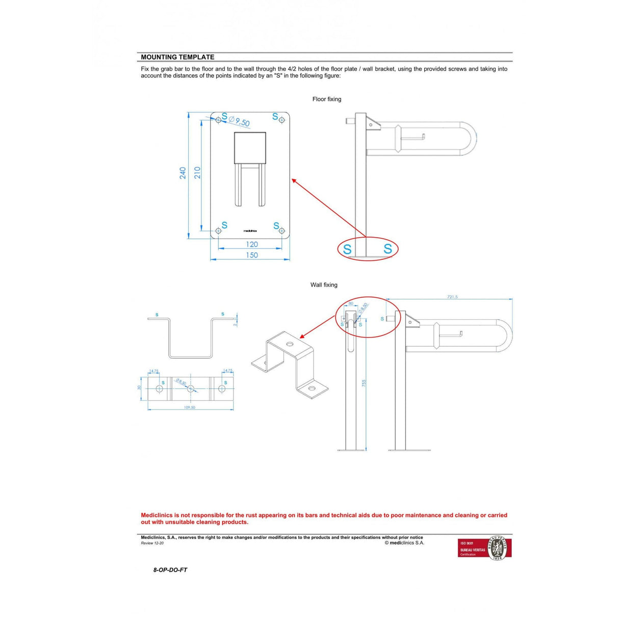 BGC2710 / BGC710 Mediclinics Medinox Series ø32mm Vertical Swing Grab Bar With Toilet Roll Holder