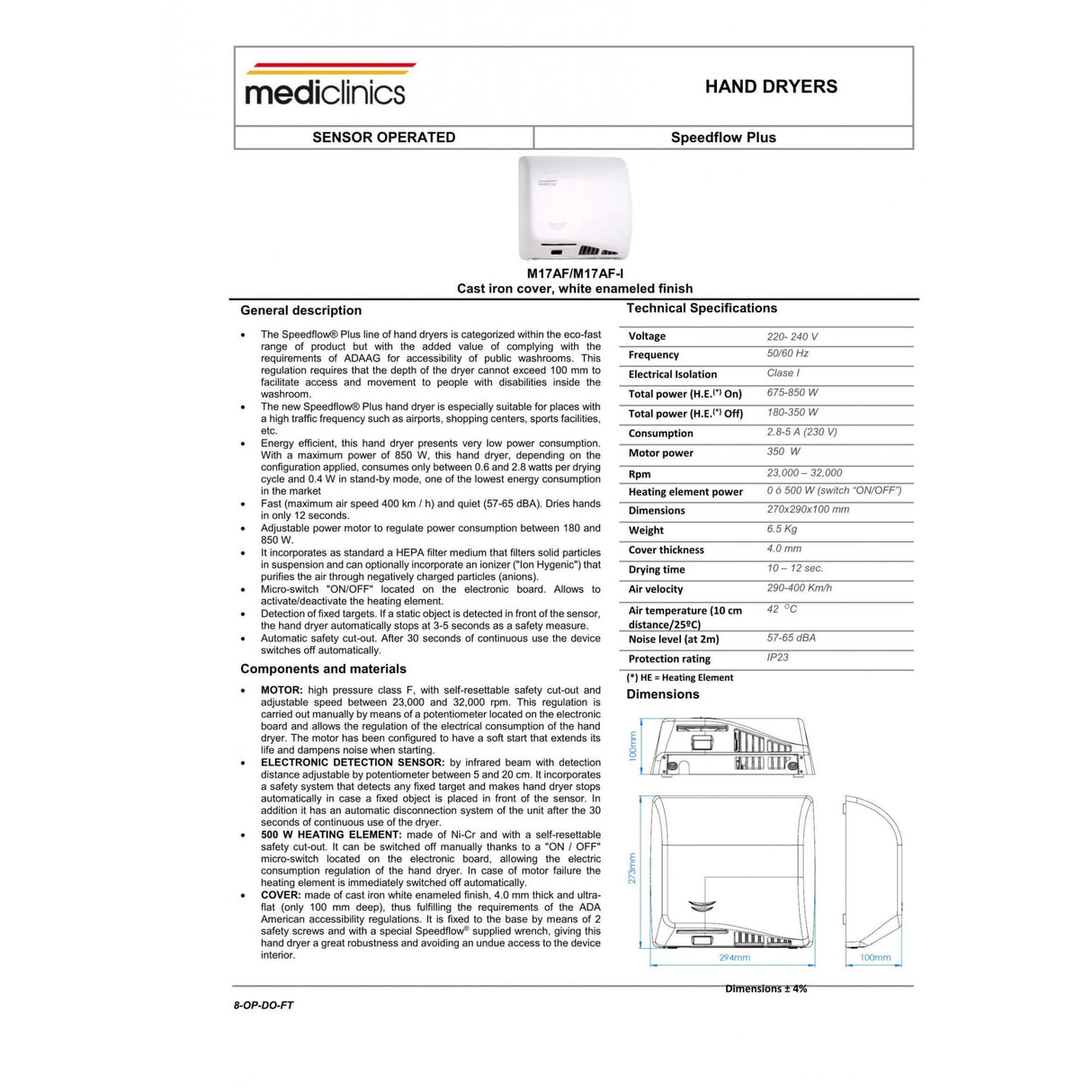 Speedflow Plus Cast Iron Enamelled Covered Hand Dryer