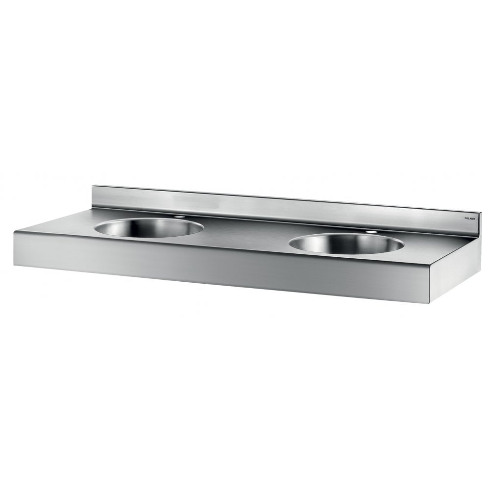 Lavabo multiple et dosseret mural inox DUPLO RP avec 2 trous robinetterie Ø35 mm L.1200 mm 121390