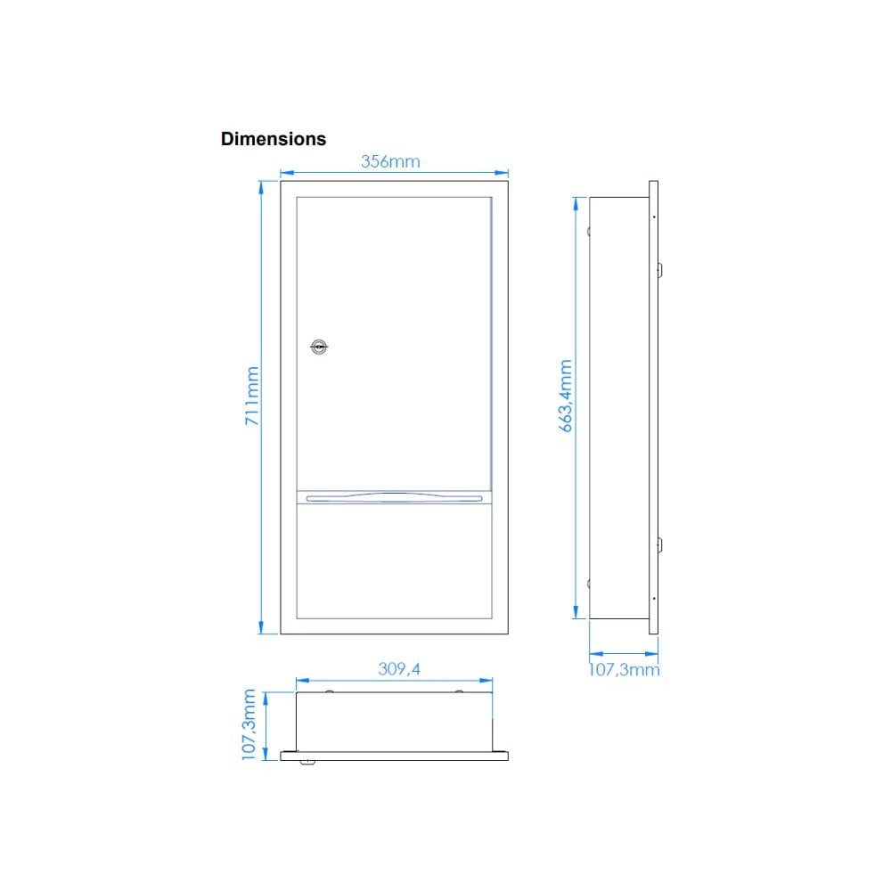 DTE0040CS Mediclinics Stainless Steel Recessed Paper Towel Dispenser