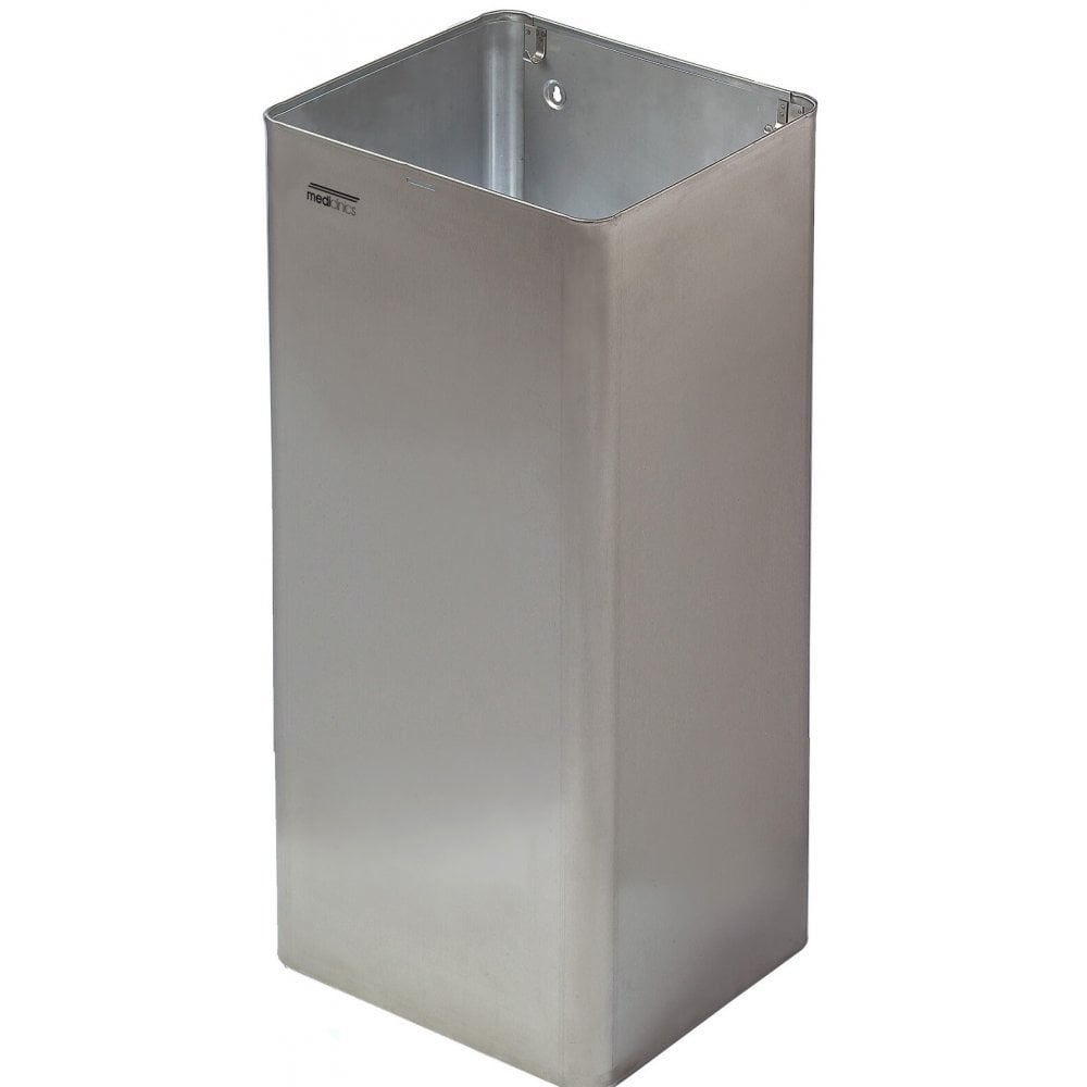 Pattumiera con coperchio aperto da 80 litri montata a parete di Mediclinics