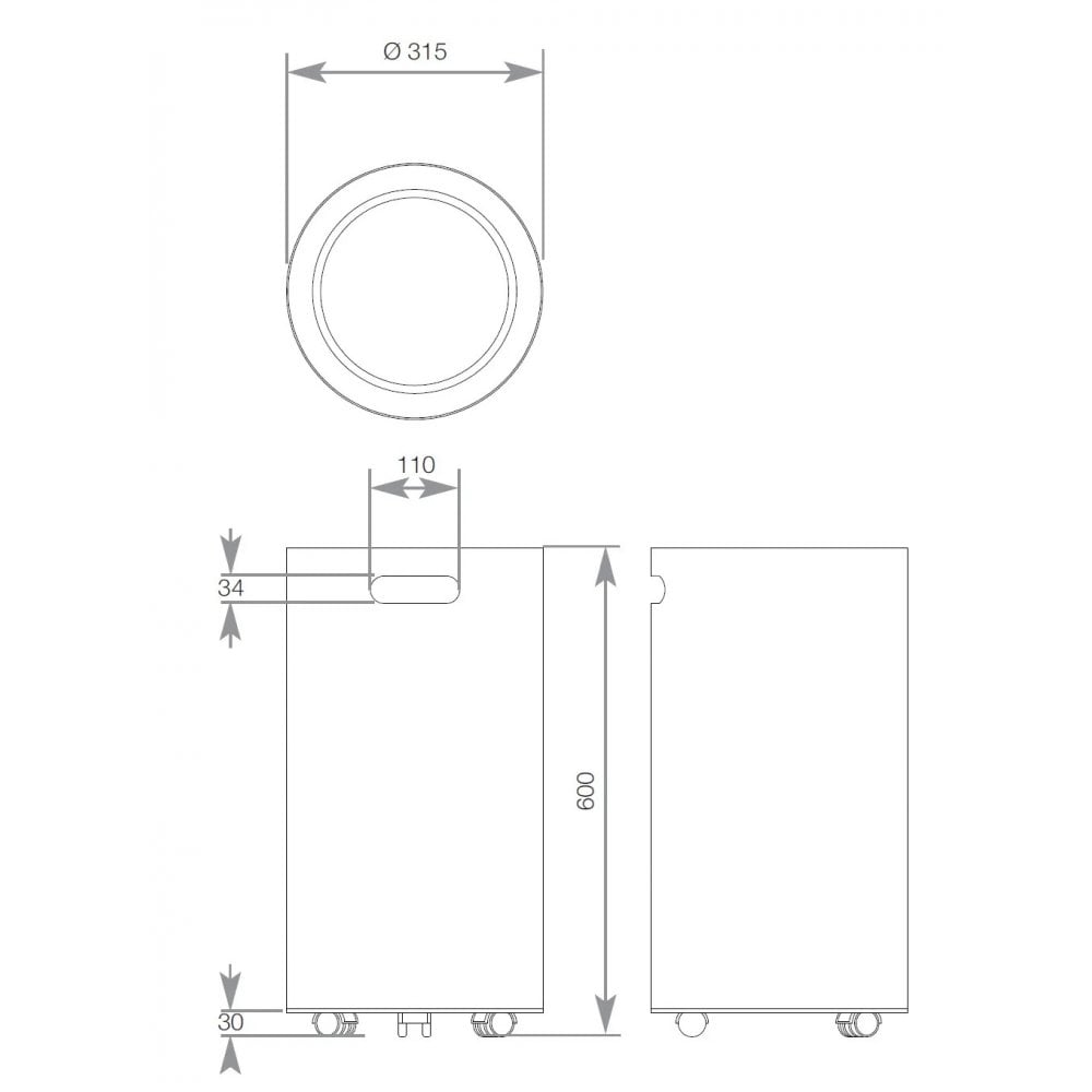 BC140 Pattumiera rotonda Dolphin in acciaio inossidabile da 42 litri con ruote