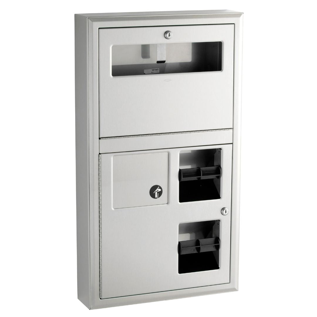 B-3579 Surface-Mounted Toilet Paper, Seat-Cover Dispenser & 3L Sanitary Bin