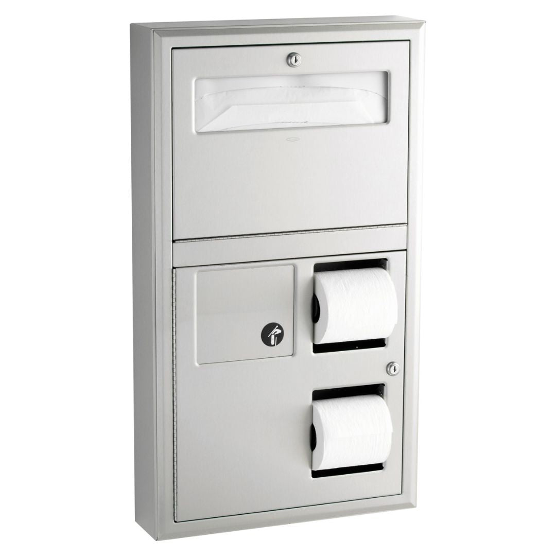 B-3579 Surface-Mounted Toilet Paper, Seat-Cover Dispenser & 3L Sanitary Bin
