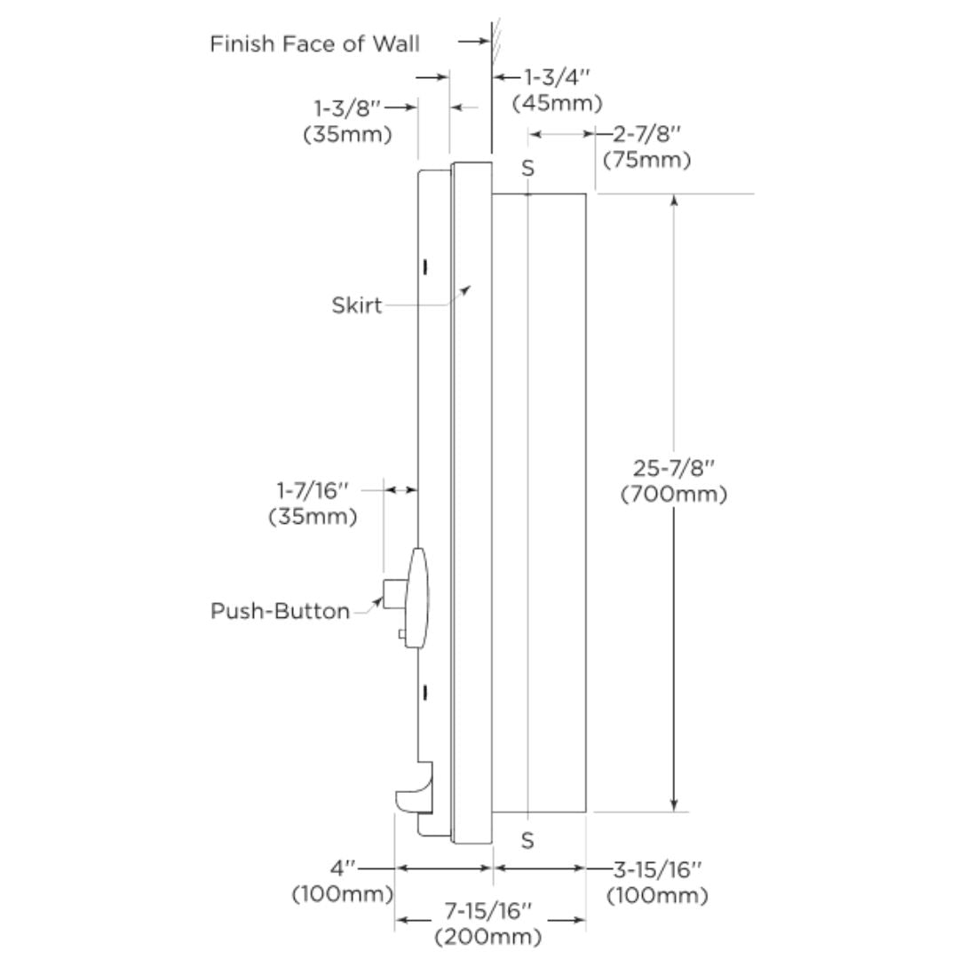 B-47064C Semi-Recessed Tampon and Pad Dispenser - Free Operation