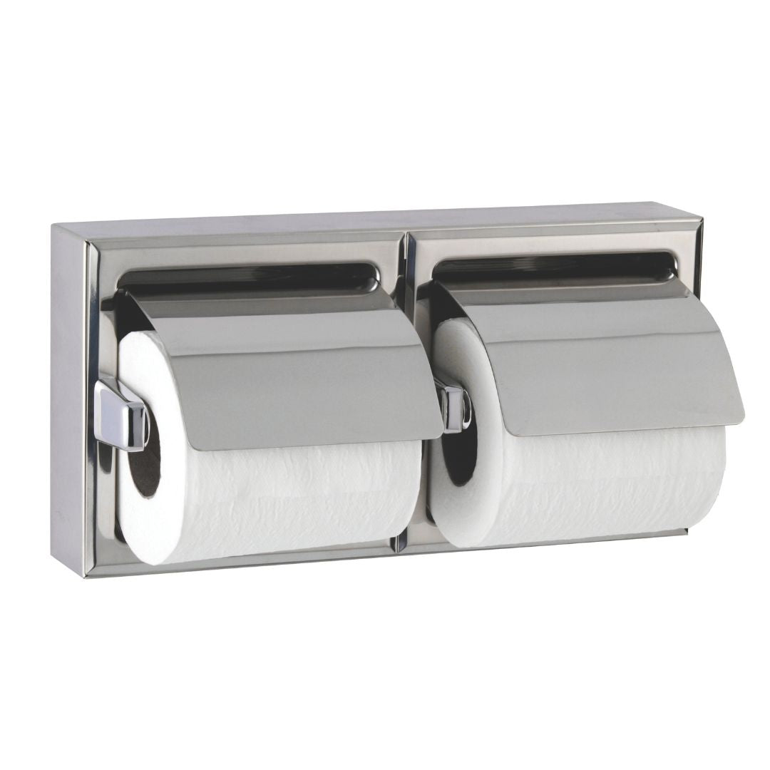 B-6999 / B-69997 Surface Mounted Double Toilet Roll Holder with Lids