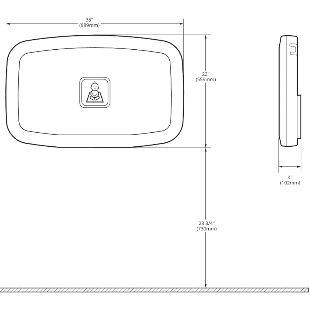 BCS-3/BCS-4 Gamco Horizontal Wall-Mounted Baby Changing Table
