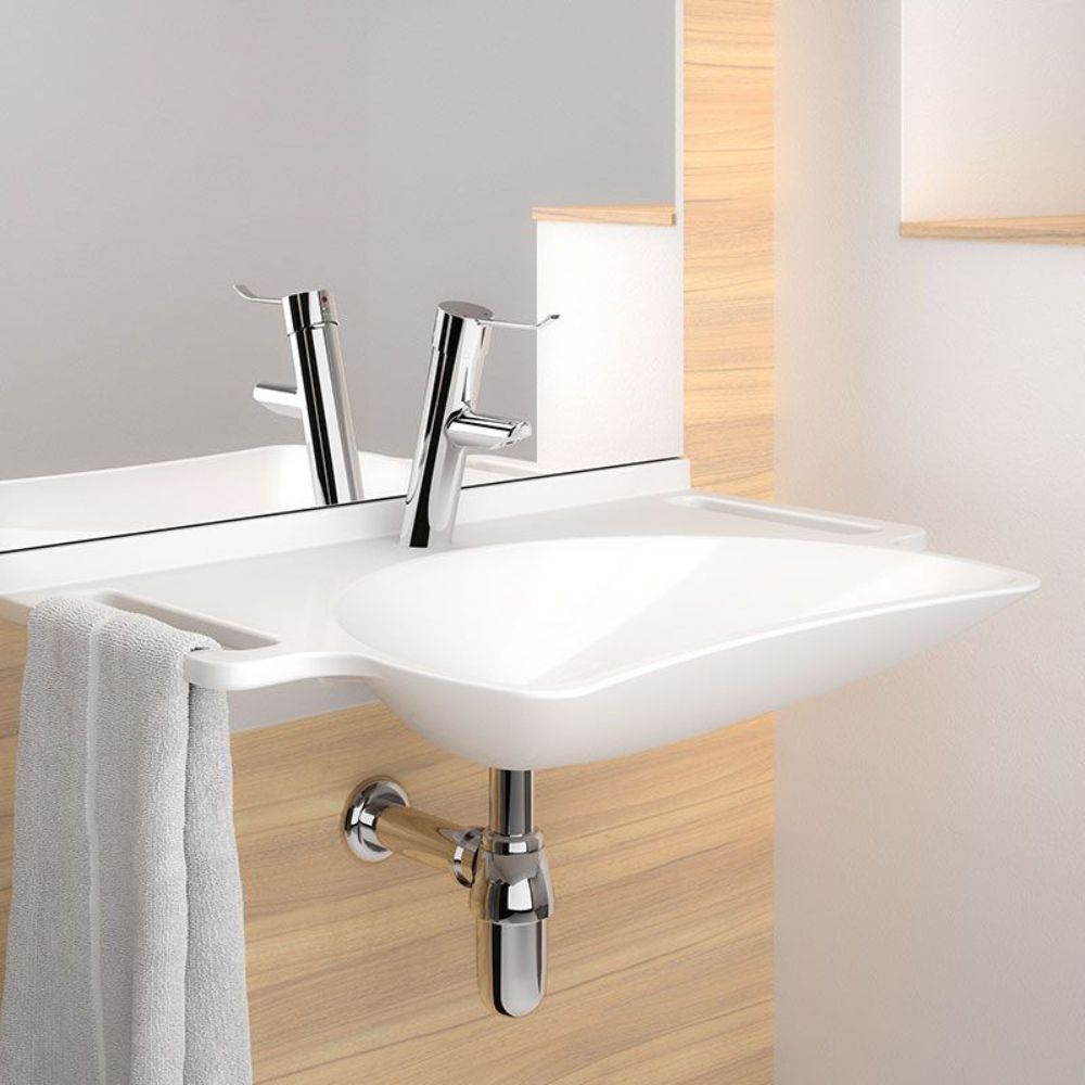 132306 Wall Mounted MINERALCAST Person with Reduced Mobility Washbasin