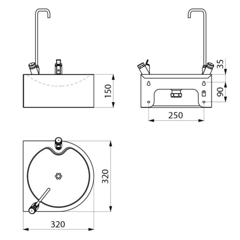 180820 SD Drinking Fountain With Swan Neck Tap and Bubbler Tap