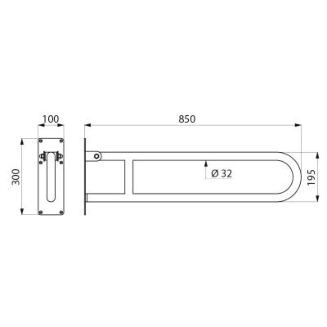 35164S Polished Satin 304 Stainless Steel 850mm Ø32mm Drop-Down Rail