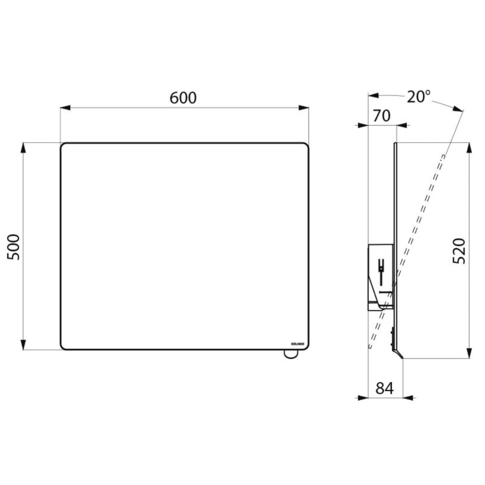 510202 Be-Line® Specchio inclinabile con maniglia di vari colori (600x500)