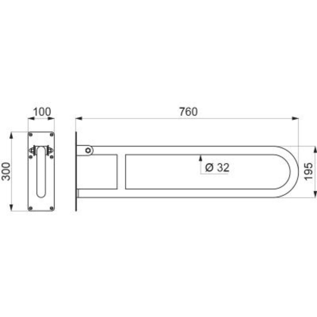 511516W White 760mm Ø32mm Drop-Down Rail