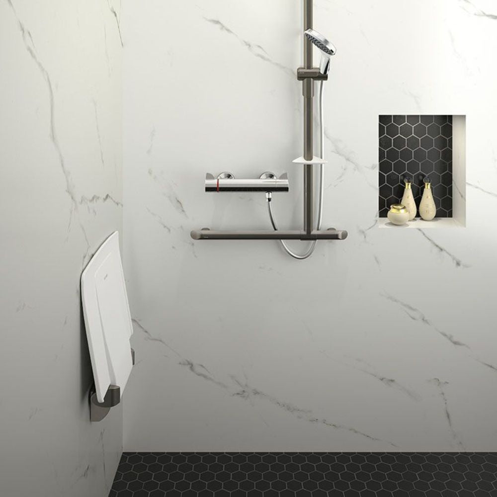 511944 Maniglione di sicurezza a T Be-line® Ø35mm per doccia con guida verticale scorrevole
