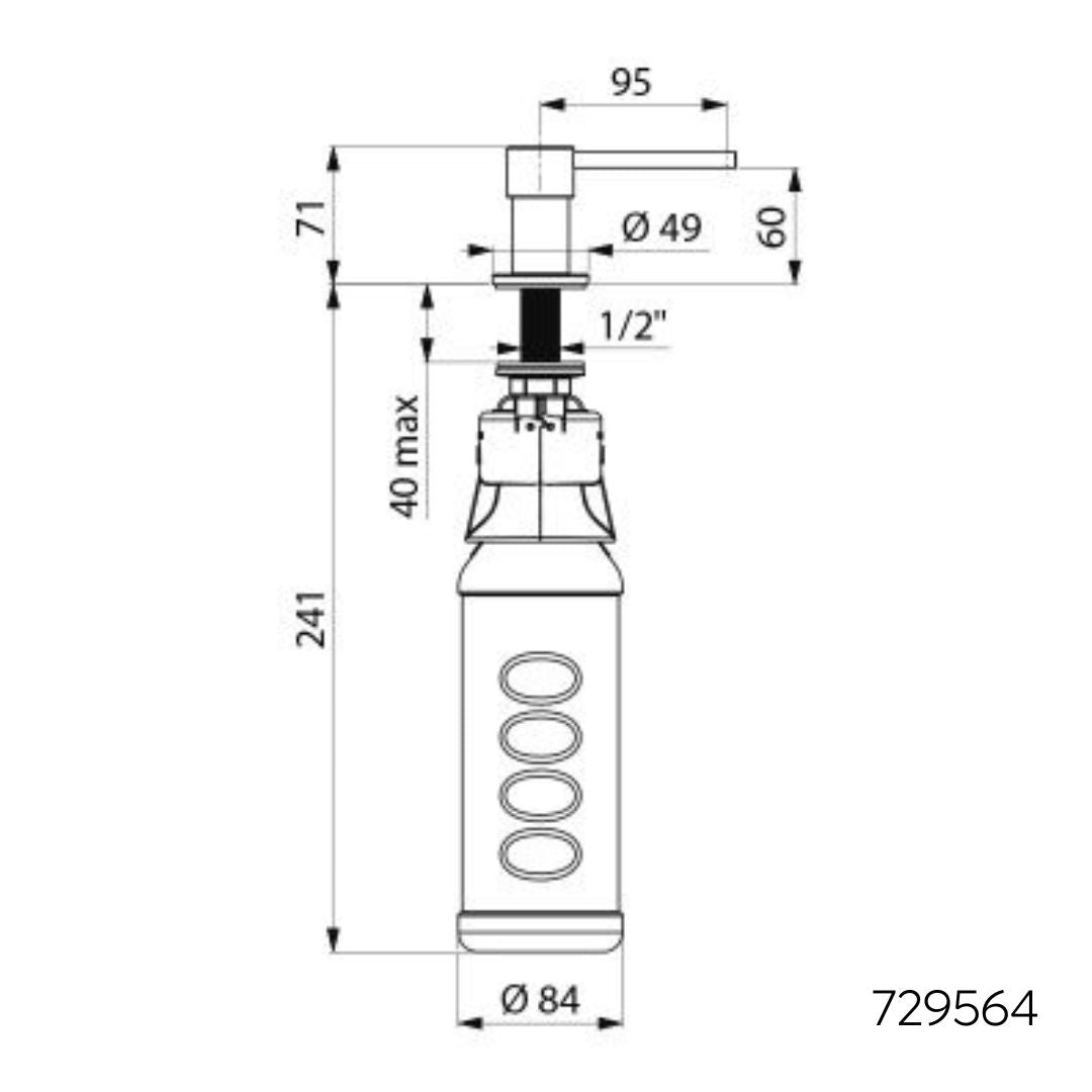 729564 / 729064 Deck-Mounted Soap or Alcohol Gel Dispenser (500ml or 1000ml)