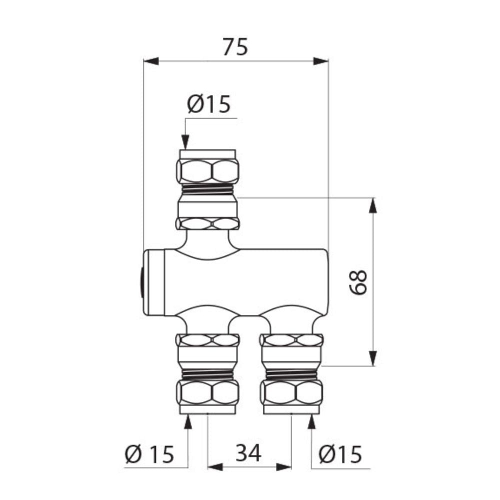 732116 DELABIE PREMIX NANO Mitigeur Thermostatique Parallèle Ø15mm Corps Chromé