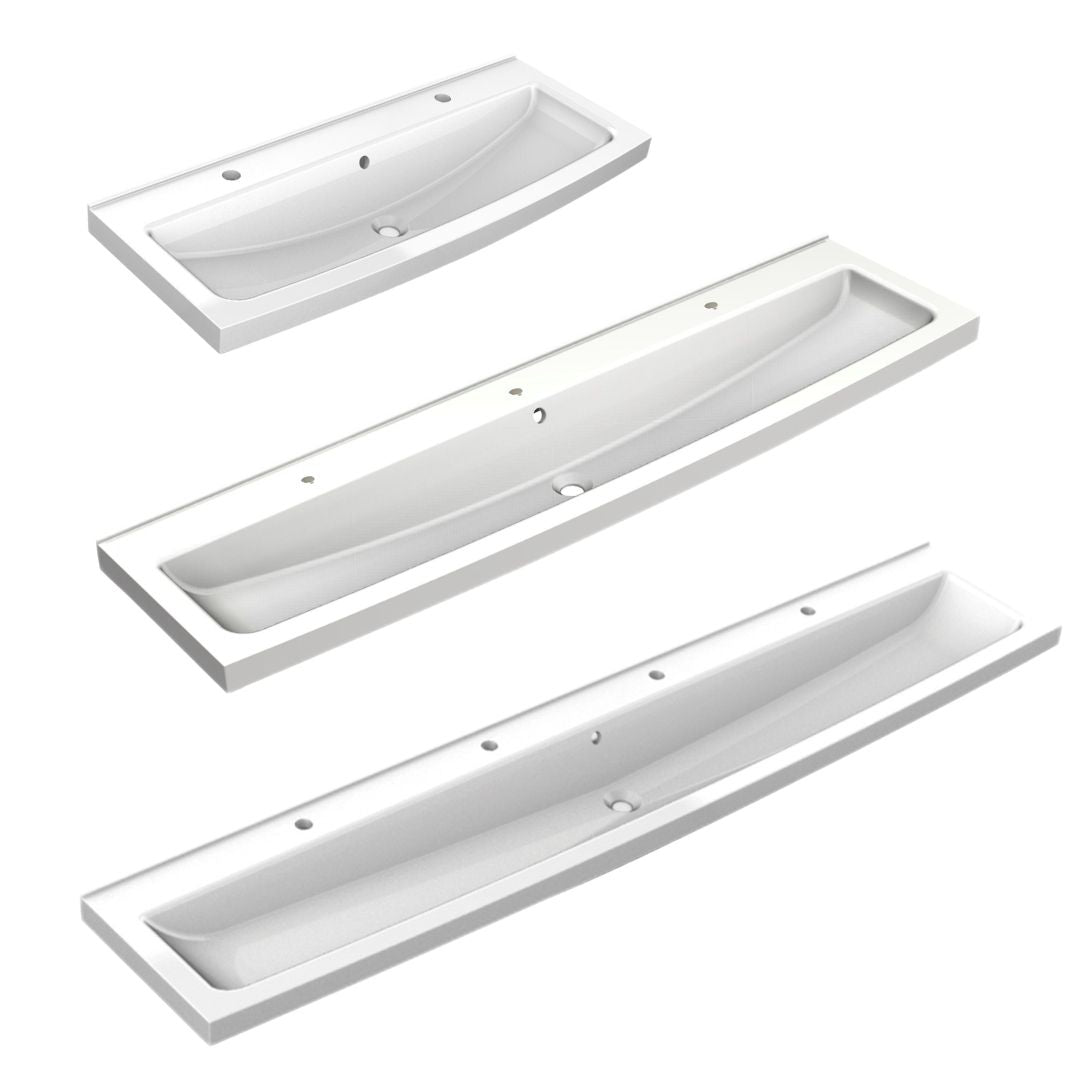 SOLX Wall Mounted Miranit Wash Trough with Ø35mm Tap Holes (3 Options)