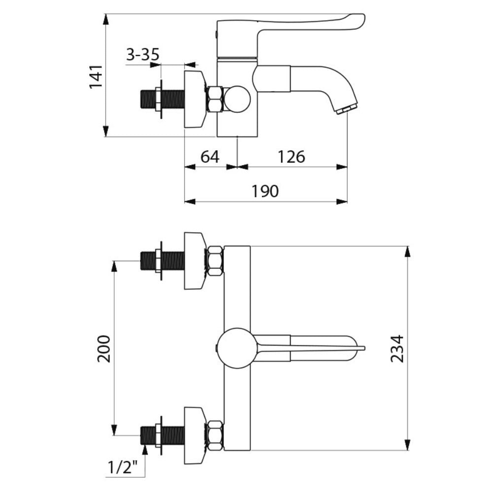 H9614P SECURITHERM BIOCLIP Removable Spout Wall-Mounted Thermostatic Mixer Tap