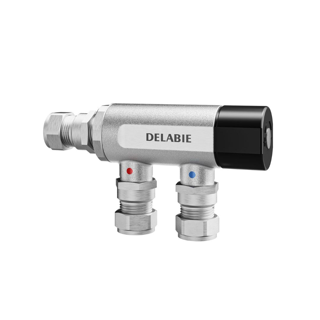 733115 DELABIE PREMIX COMPACT Thermostatic Mixing Valve For 1 to 11 Points-Of-Use (M1/2" Ø15mm Compression Fittings)