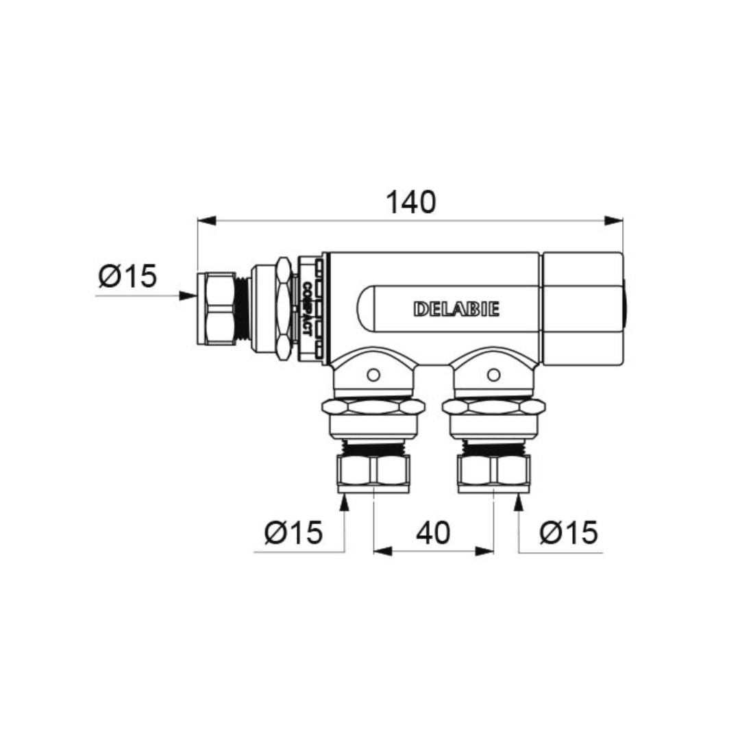 733116 DELABIE PREMIX COMPACT Thermostatic Mixing Valve For 1 to 11 Points-Of-Use (M3/4" Ø15mm Compression Fittings)