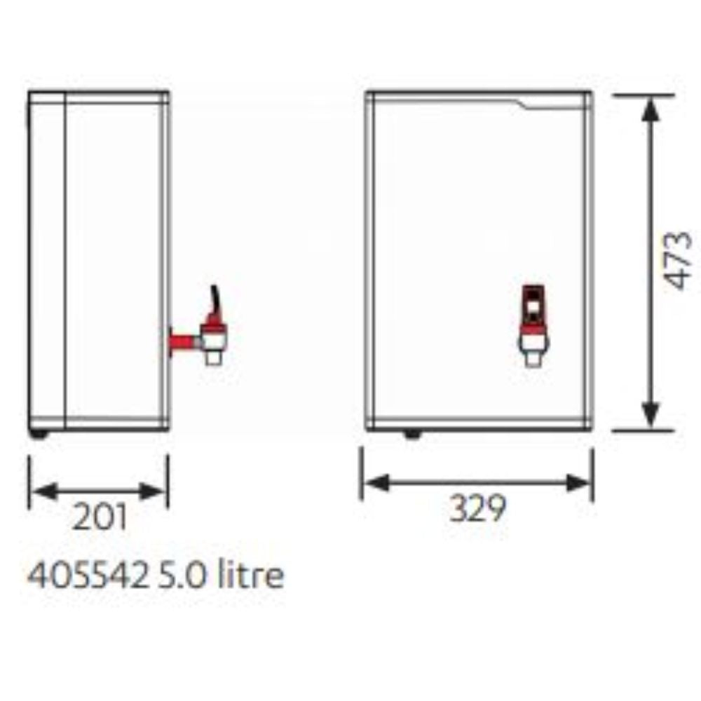 EconoBoil HS503 3 Litre or HS505 5 Litre Instant On-Wall Boiling Water Heater (403542 / 405542)