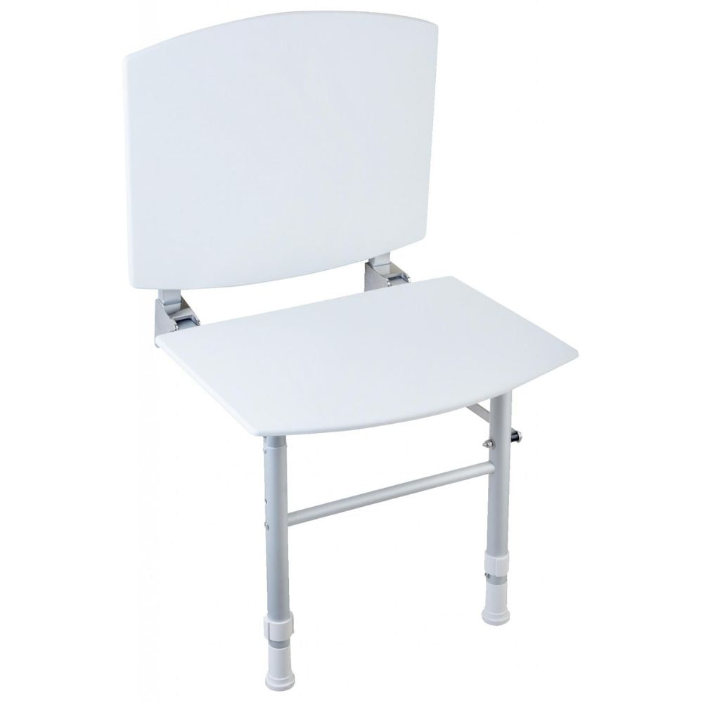 Folding Shower Seat With Backrest & Adjustable Front Legs Intelligent