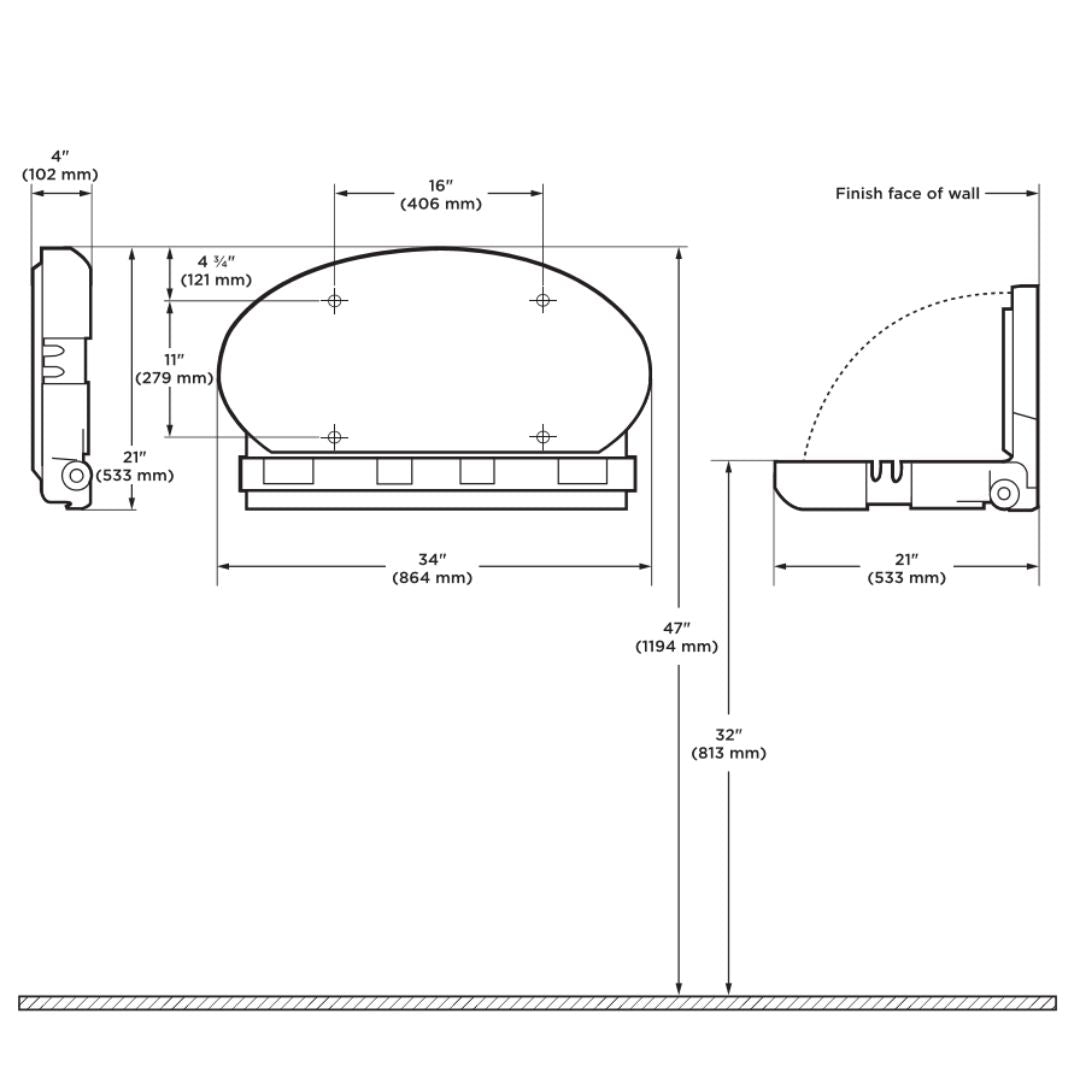 Koala Kare KB208 Oval Shaped Wall Baby Changing Table