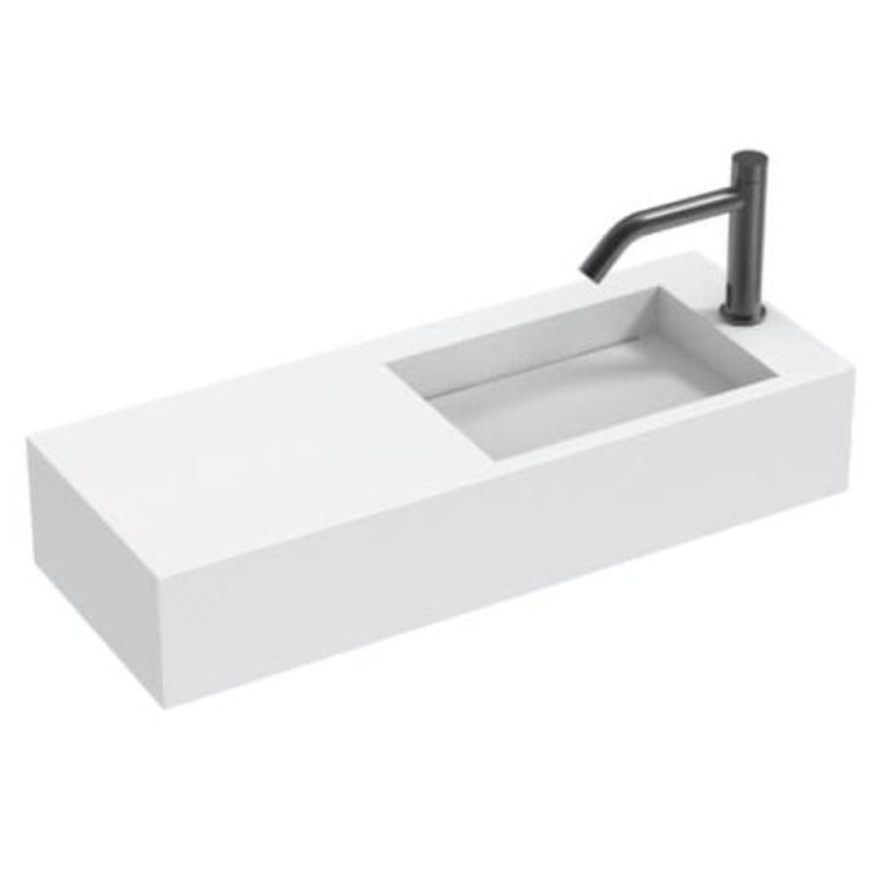 Lavabo mural Monolith série S+ avec grand lavabo à gauche 800x300