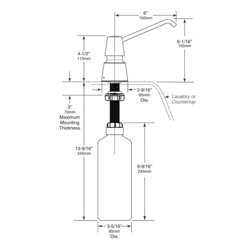 B-823 / B-8236 Dispenser di sapone schiumogeno da banco (beccuccio da 100 o 150 mm)