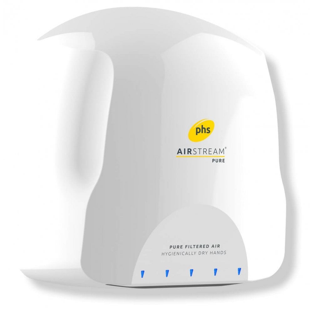 Fastest Drying & 2 HEPA Filters: Airstream PURE SR1100H Hand Dryer - White