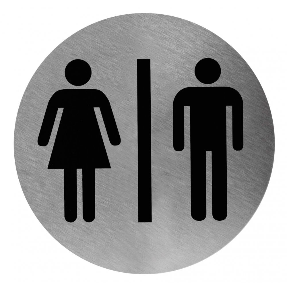 Targa per porta WC autoadesiva unisex in acciaio inossidabile