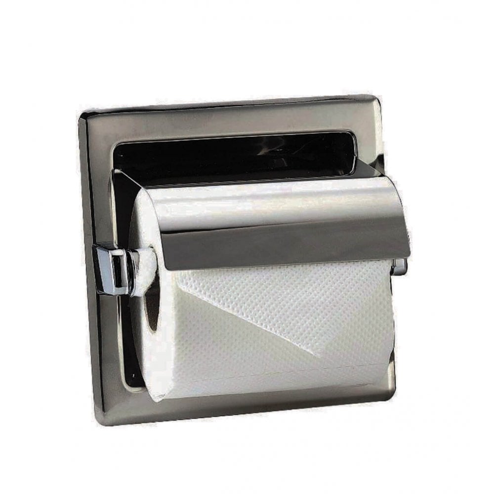 Recessed Stainless Steel Toilet Roll Holder with Cover