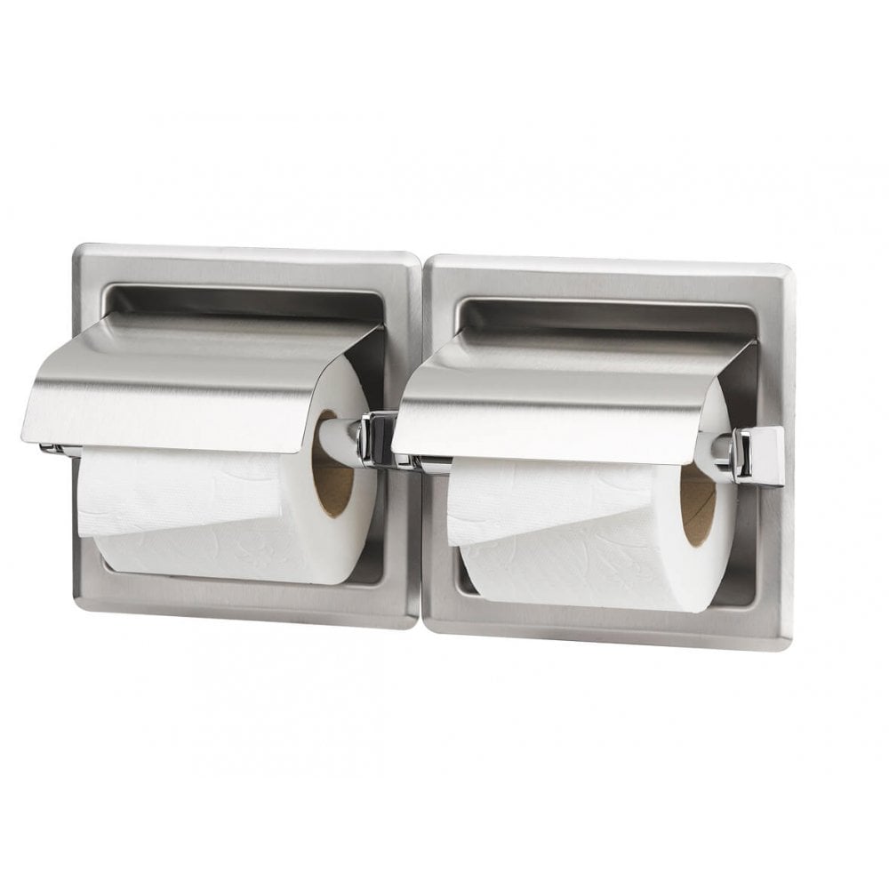 Recessed Stainless Steel Double Toilet Roll Holder