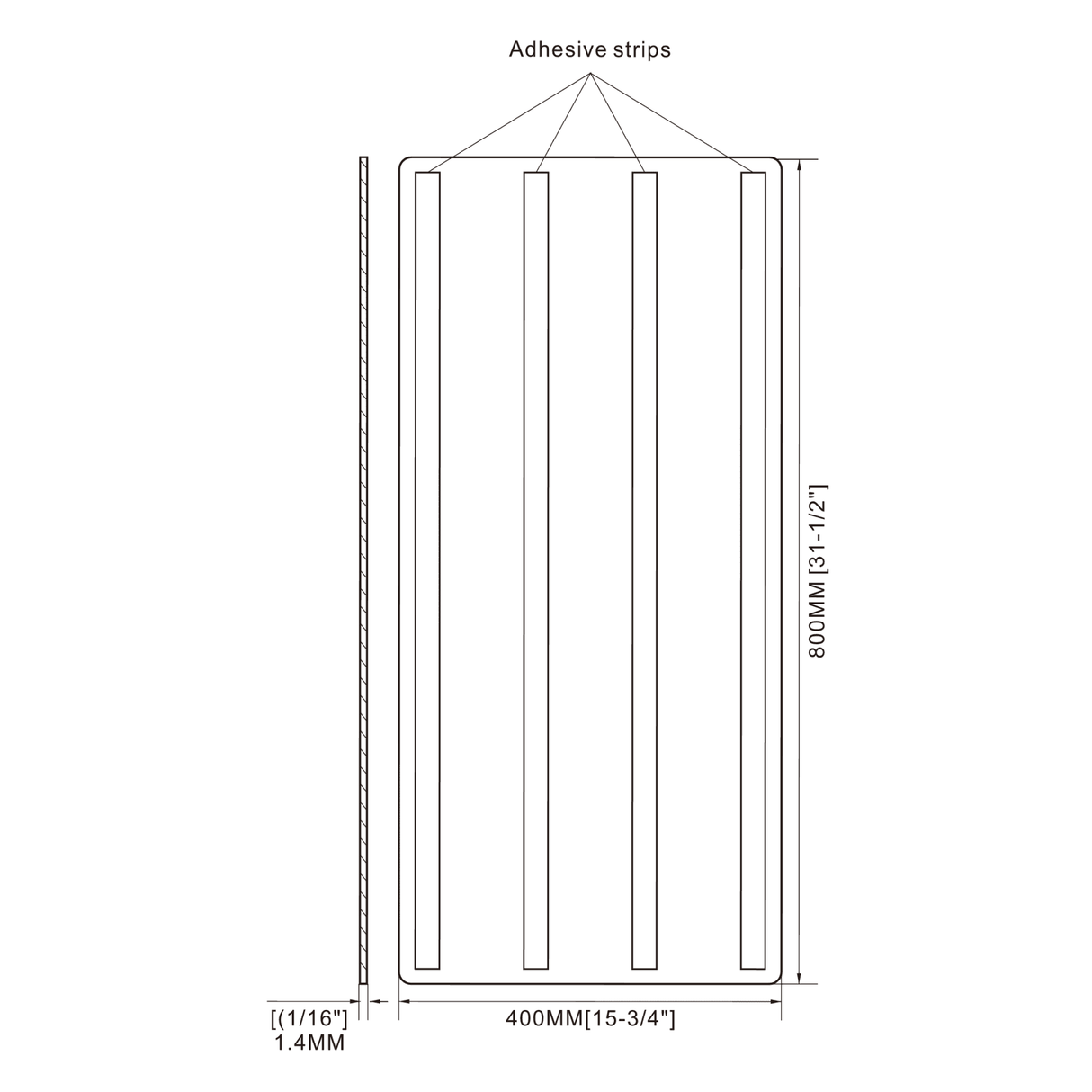 Protection murale anti-éclaboussures pour sèche-mains en acier inoxydable avec fixation adhésive (800 x 400 mm)