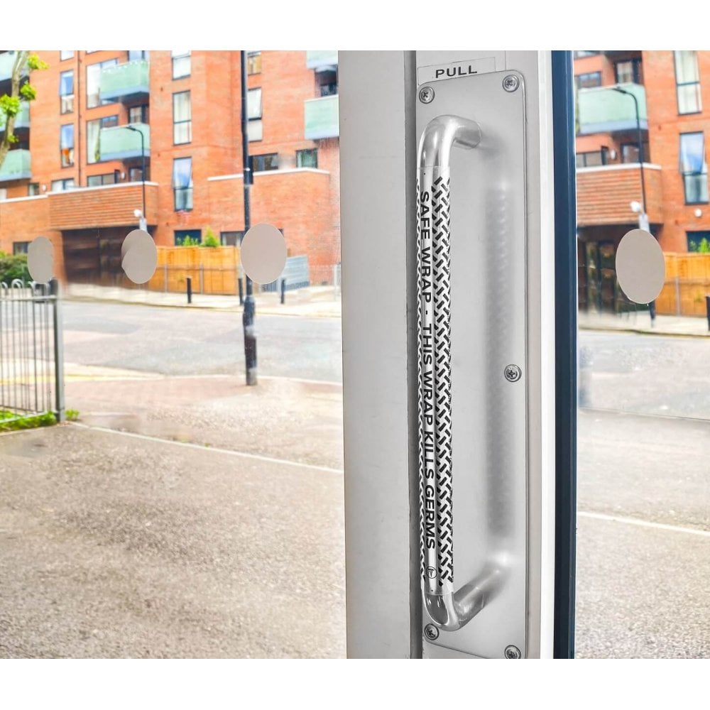 VERACO SAFE WRAP ™ Rivestimento antibatterico per maniglia trasparente per porta (100 mm x 250 mm)