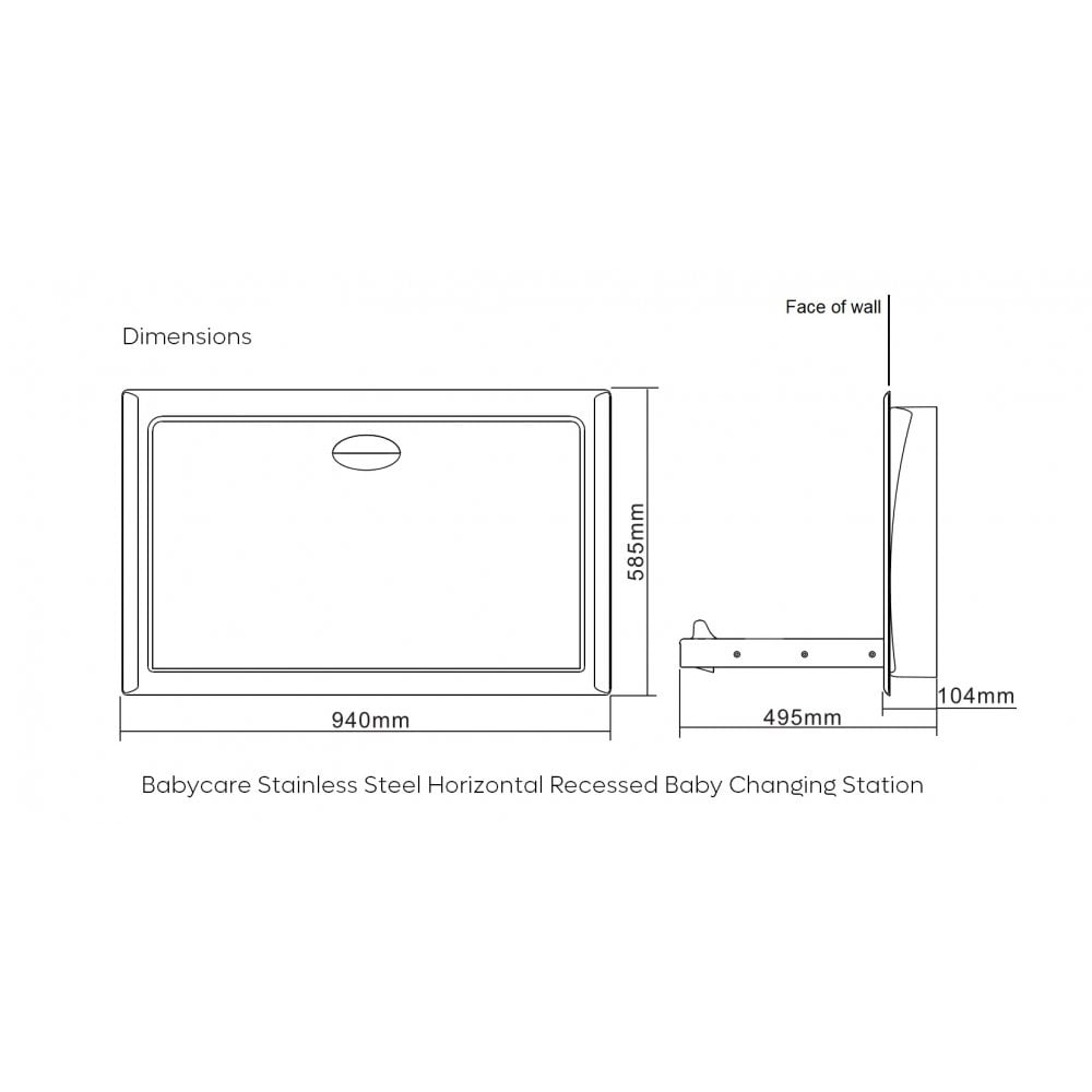 Stainless Steel Horizontal Recessed Baby Changing Station